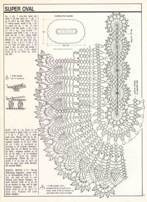 Схема вязания скатерти крючком