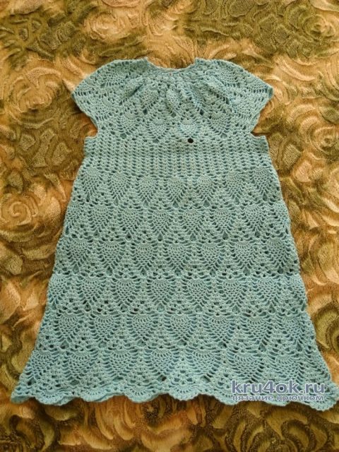 Платье для девочки Ананасы. Работа Кристины Филиной вязание и схемы вязания