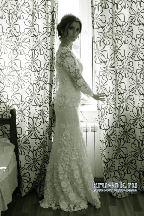 Свадебное платье крючком. Работа Светланы вязание и схемы вязания