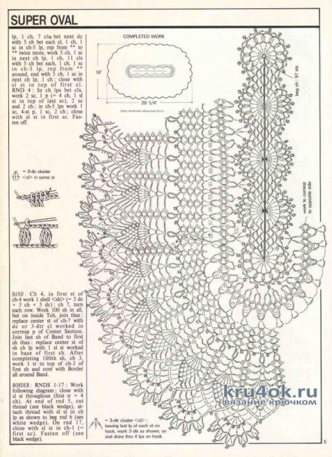 Схема вязания скатерти крючком