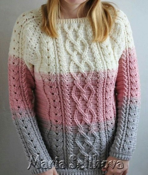 вязание пуловера крючком