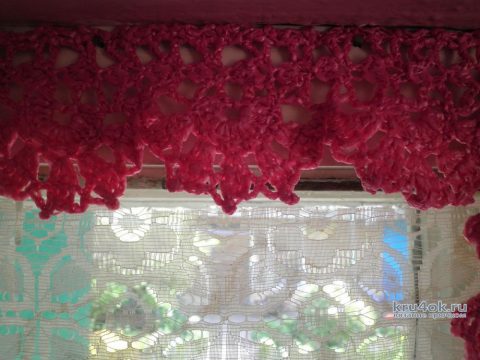 Вязаные шторы для кухонного окна. Работа Анны вязание и схемы вязания
