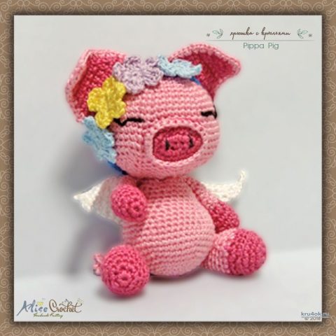 Хрюшка с крыльями Pippa Pig. Работа Alise Crochet вязание и схемы вязания