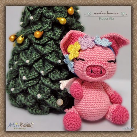 Хрюшка с крыльями Pippa Pig. Работа Alise Crochet вязание и схемы вязания