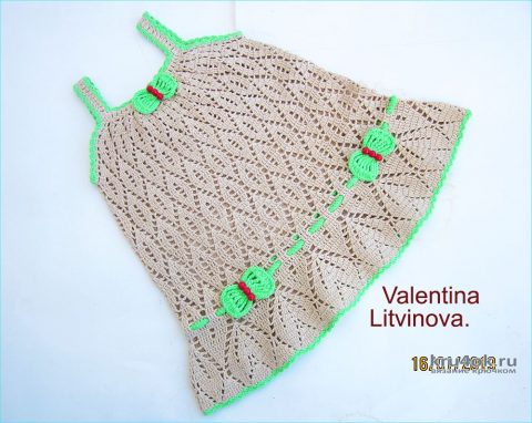Детский сарафанчик Лето. Работа Валентины Литвиновой вязание и схемы вязания