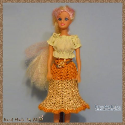 Юбка для Барби крючком. Работа Alise Crochet вязание и схемы вязания