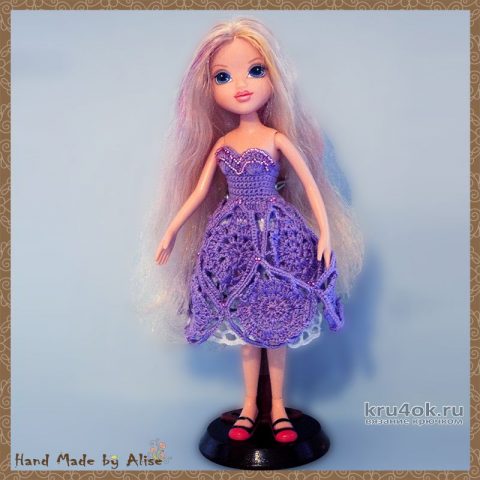 Платье для Барби Кружевная фантазия. Работа Alise Crochet вязание и схемы вязания