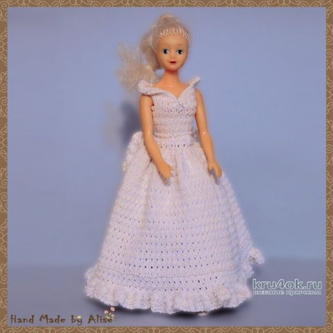 Платье для Барби невесты. Работа Alise Crochet вязание и схемы вязания