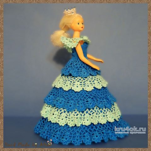 Платье для Барби с оборками. Работа Alise Crochet вязание и схемы вязания