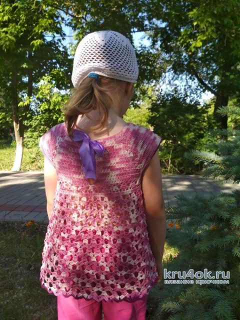 Вязаная летняя кофточка для девочки. Работа Александры Миличенко вязание и схемы вязания