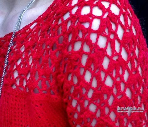 Кофточка с ажурными рукавами. Работа Елены Шевчук вязание и схемы вязания