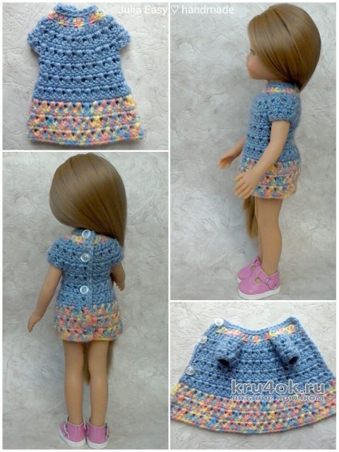 Платье крючком для куклы Paola Reina. Работа Julia Easy вязание и схемы вязания