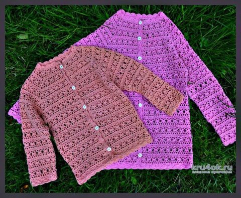 Вязаные ажурные кофточки для девочек. Работы Любови вязание и схемы вязания