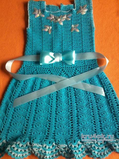 Вязаное детское платье. Работа Оксаны вязание и схемы вязания