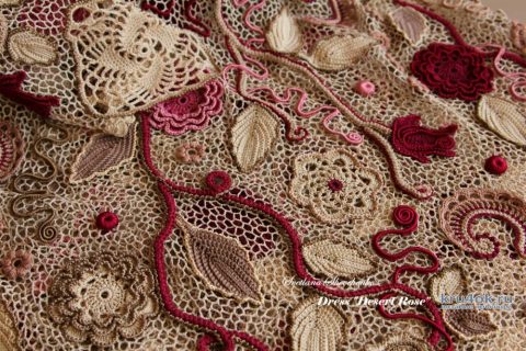 Платье Роза пустыни в технике ирландское кружево вязание и схемы вязания