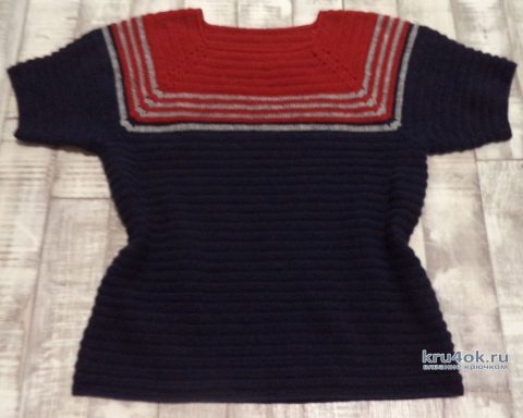 Женский джемпер с коротким рукавом. Работа Анны вязание и схемы вязания