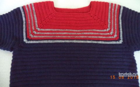 Женский джемпер с коротким рукавом. Работа Анны вязание и схемы вязания