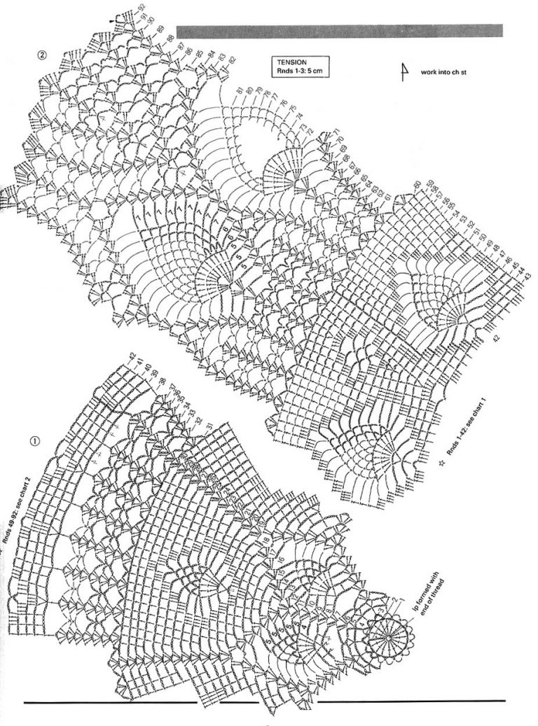Схема круглой скатерти крючком большого размера