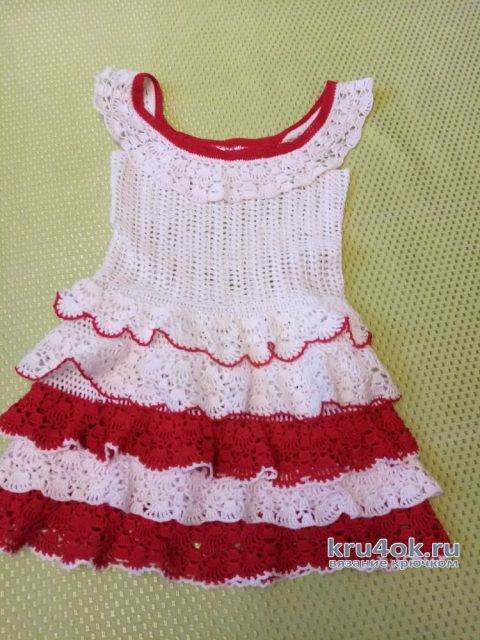 Платье для девочки 4-5 лет связано крючком. Работа Ивановой Людмилы вязание и схемы вязания