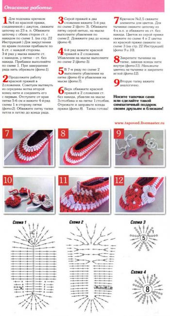 Тапочки из джута крючком схема и описание