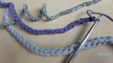 Шнур жгут крючком для завязок, пояса или ручки сумки. Видео МК вязание и схемы вязания