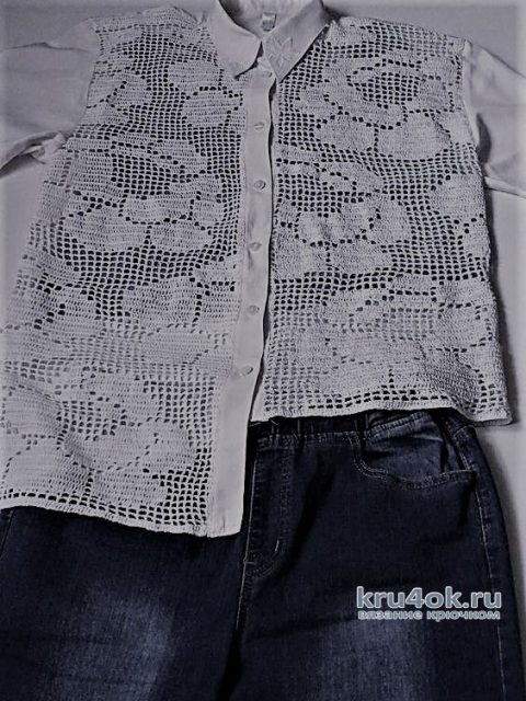 Комбинированная блузка. Работа Аллы вязание и схемы вязания