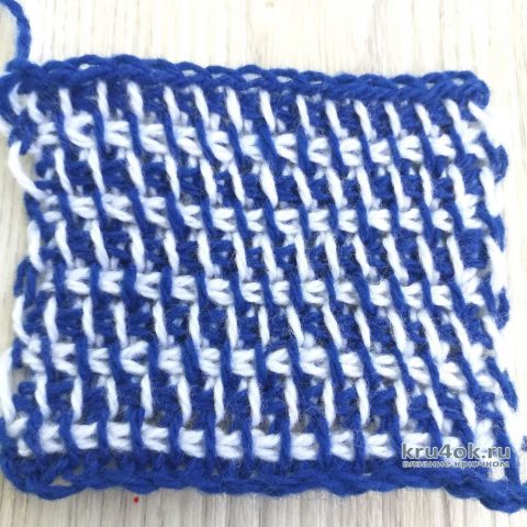 Двухцветный узор крючком. Тунисское вязание вязание и схемы вязания