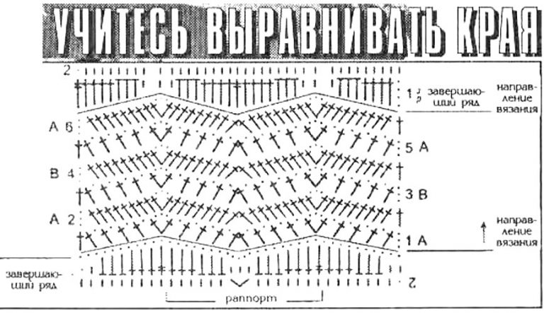 Узор зигзаг крючком схемы