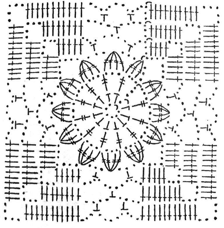 Квадратные мотивы крючком схемы и описание простые