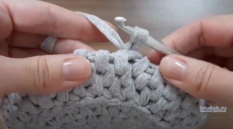 Узор РОТАНГ крючком из трикотажной пряжи вязание и схемы вязания