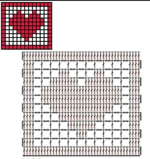 Подборка схем квадратных мотивов с сердцем 4