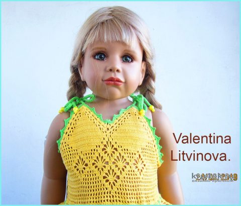 Нарядный сарафан для девочки Лето. Работа Валентины Литвиновой вязание и схемы вязания