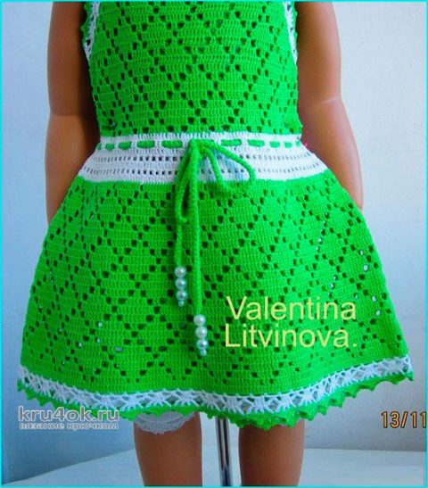 Платье для девочки Алиса, связано крючком. Работа Валентины Литвиновой вязание и схемы вязания