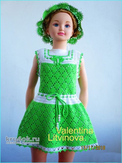 Платье для девочки Алиса, связано крючком. Работа Валентины Литвиновой вязание и схемы вязания