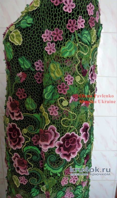 Платье Розы Анны связано в технике ирландского кружева. Работа Елены Павленко вязание и схемы вязания