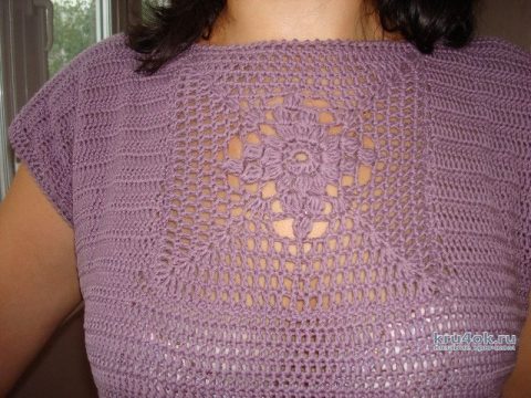 Элегантное летнее платье Пурпурные сумерки, связанное крючком. Работа Светланы вязание и схемы вязания