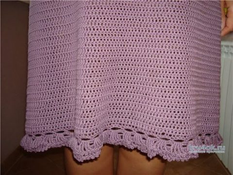 Элегантное летнее платье Пурпурные сумерки, связанное крючком. Работа Светланы вязание и схемы вязания