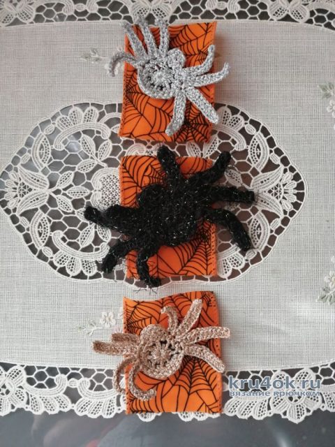 Паучок-брошка на Хэллоуин - мгновенный результат с помощью крючка вязание и схемы вязания