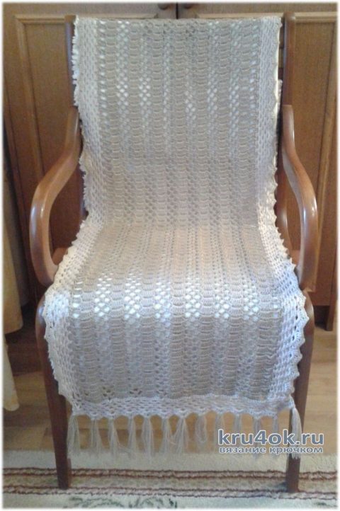 Накидка на кресло и палантин, связанные по одной схеме. Работа Галины Коржуновой вязание и схемы вязания