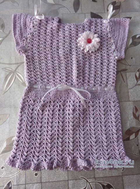 Платье для девочки Розовые мечты. Работа Ольги Андреевой вязание и схемы вязания