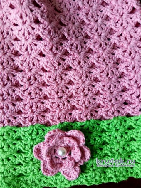Кружевное платье для малышки Чайная роза и зелень. Работа Елены вязание и схемы вязания