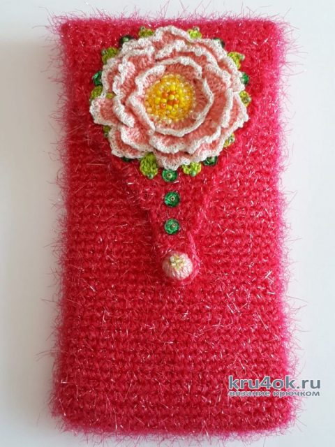 Чехол для смартфона с цветком. Мастер-класс от Фланденой Татьяны вязание и схемы вязания