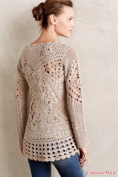 Женский пуловер крючком 1