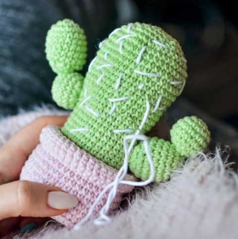 Кактус амигуруми. Схема вязания крючком