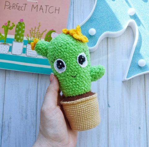 Кактус крючком, схема вязания от Валентины Вишневской