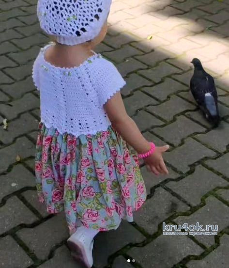 Комбинированное детское платье и берет на 1,5 года. Работа Елены Шевчук вязание и схемы вязания