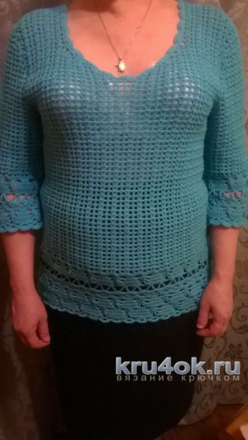 Ажурная туника крючком. Работа Елизаветы Лебедевой