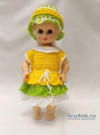 Платье для куклы, выполненное на крючке. Работы Людмилы Ивановой