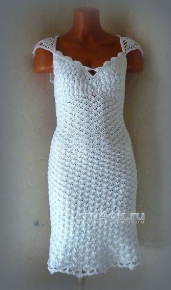 Вязание белоснежного летнего платья 