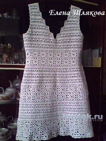 Вязание платья Белая мережка